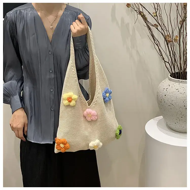 Summer Knitted Flower Shoulder Bag Large Capacity Women — feature 24