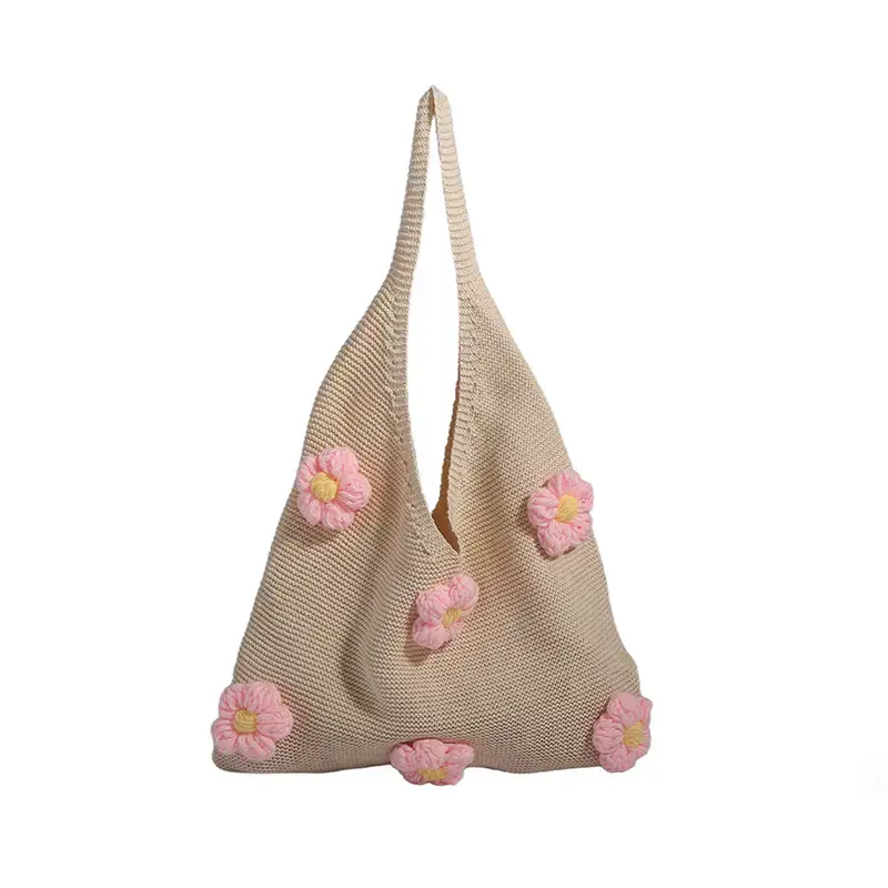 Summer Knitted Flower Shoulder Bag Large Capacity Women - Image 2