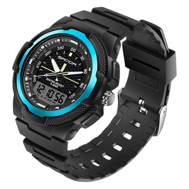 Sanda Black Multifunctional Electronic Watch with Digital Display - Image 8