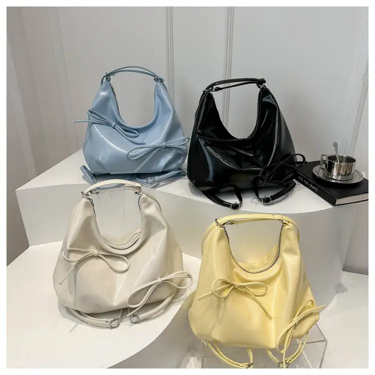 Light Blue Bow Backpack Women's Fashion Tote Bag