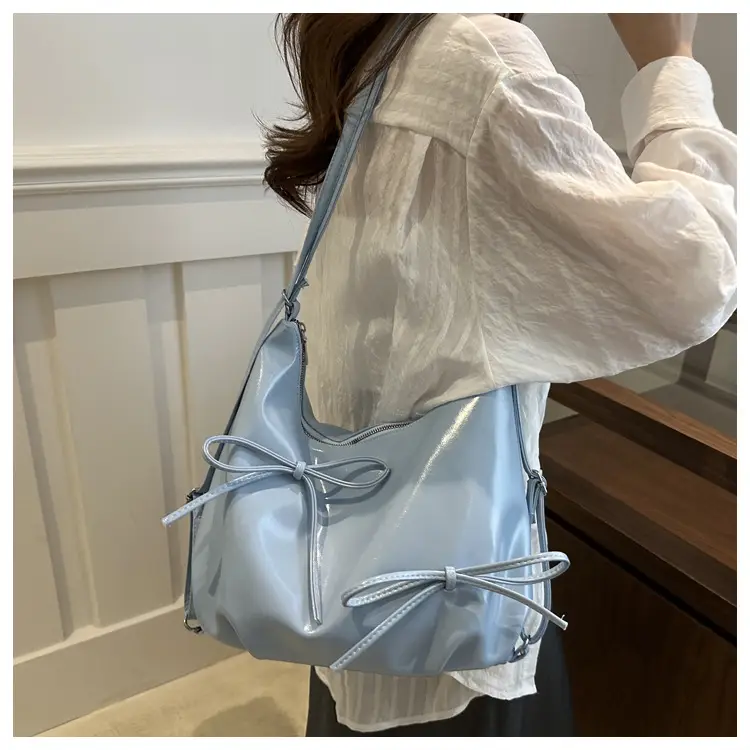 Light Blue Bow Backpack Women's Fashion Tote Bag — feature 13