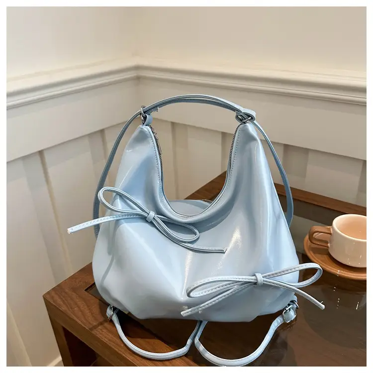 Light Blue Bow Backpack Women's Fashion Tote Bag