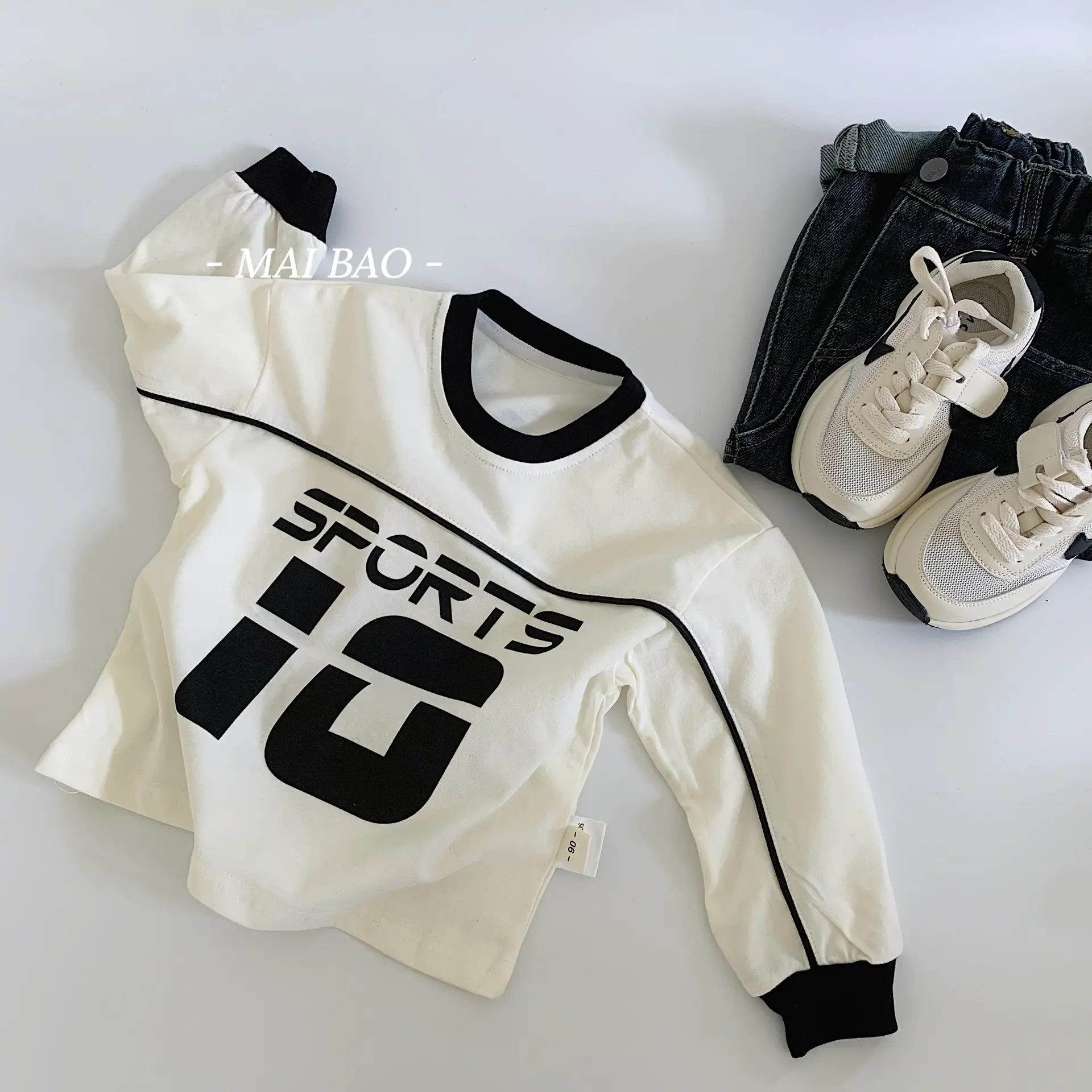 Mai Bao Boys Korean Style Letter T-Shirt 2026 Spring - Image 2