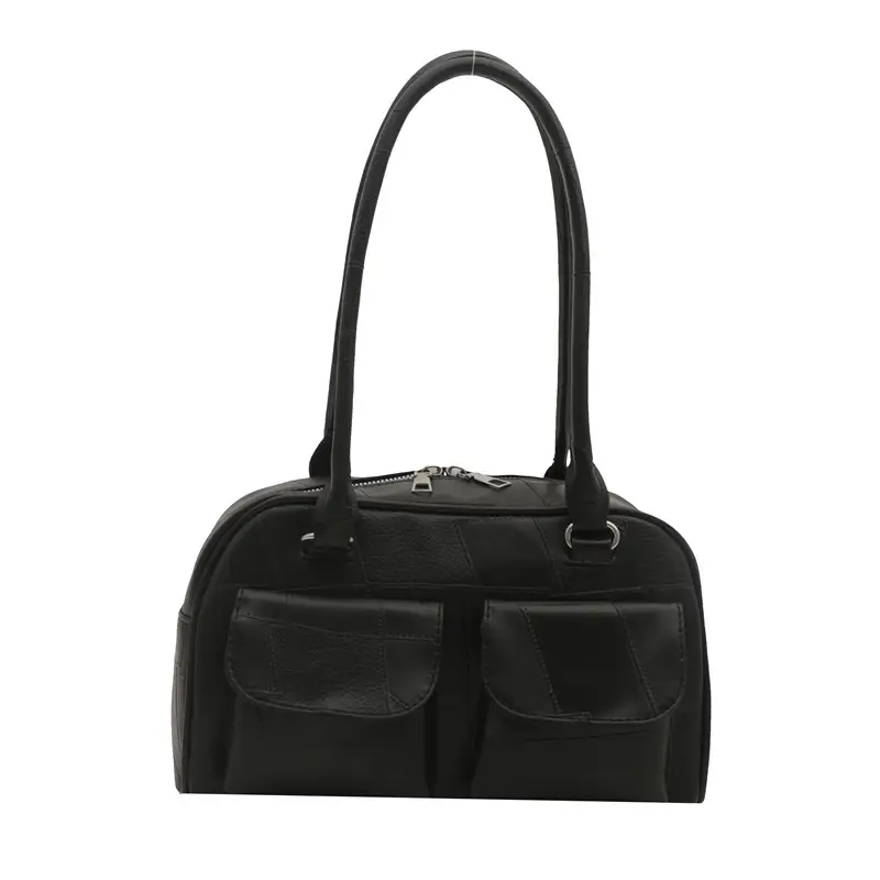 Women's Brown Leather Tote Bag with 2 Front Pockets - Image 10