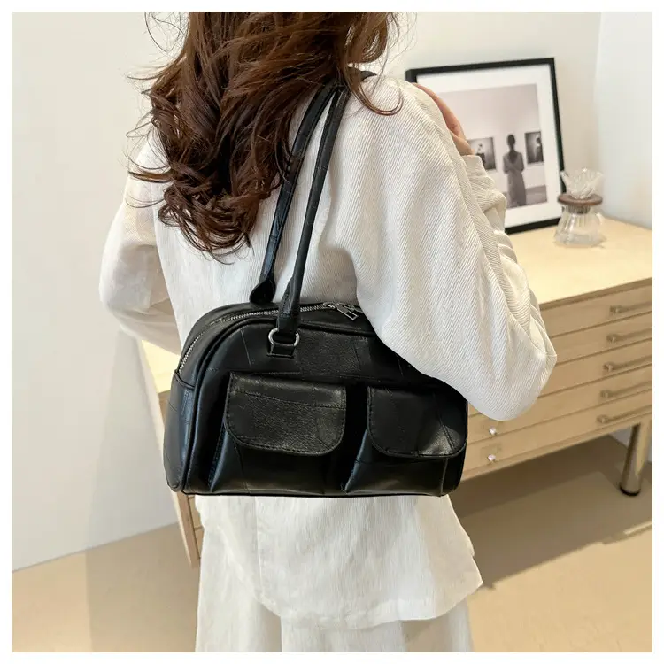 Women's Brown Leather Tote Bag with 2 Front Pockets — feature 20