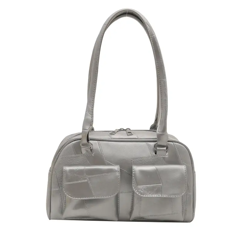 Women's Brown Leather Tote Bag with 2 Front Pockets - Image 3