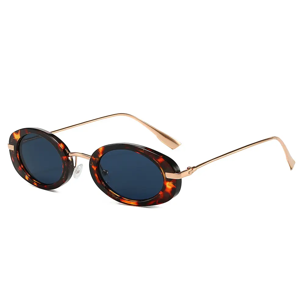 Small Frame Oval Retro Sunglasses Black - Image 11