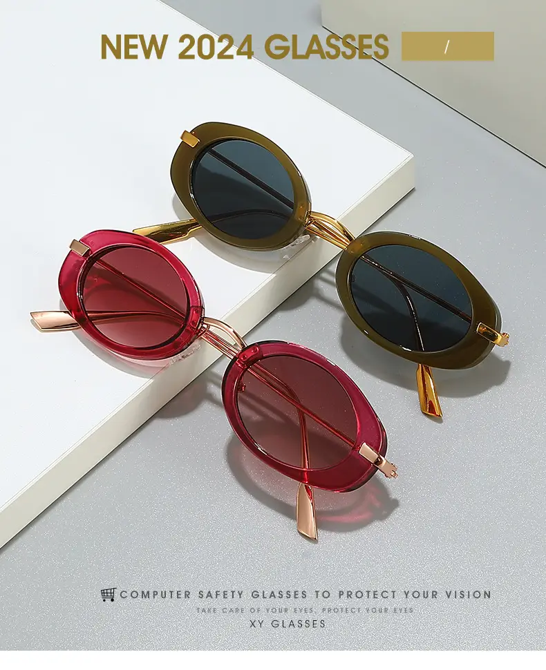 Small Frame Oval Retro Sunglasses Black β feature 1