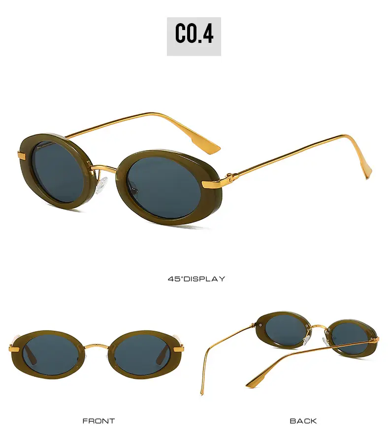 Small Frame Oval Retro Sunglasses Black β feature 10