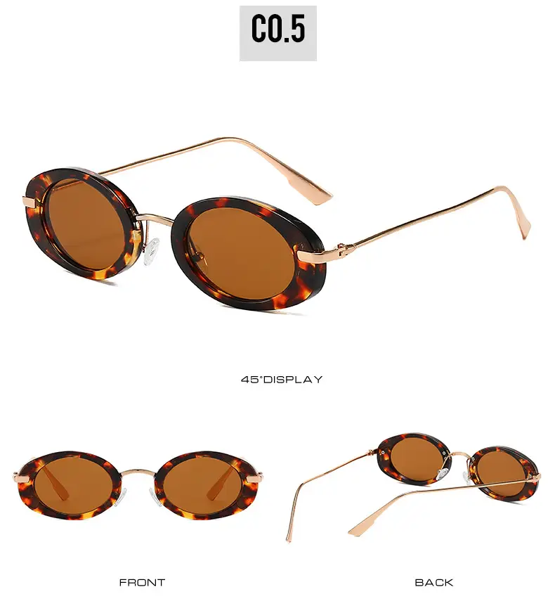 Small Frame Oval Retro Sunglasses Black β feature 11