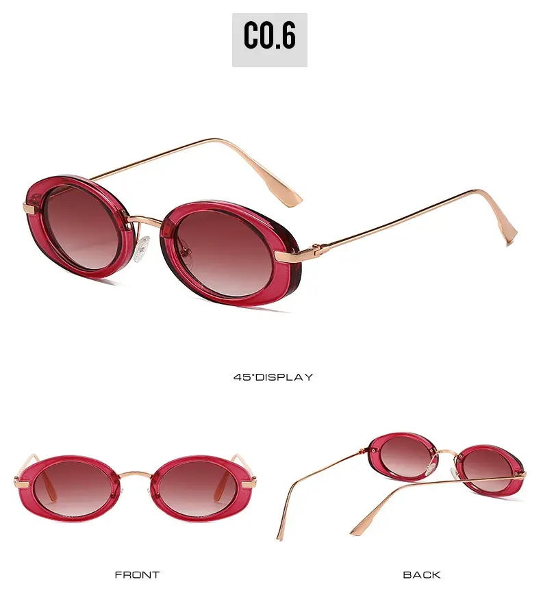 Small Frame Oval Retro Sunglasses Black β feature 12