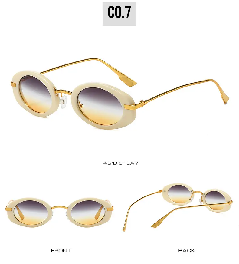 Small Frame Oval Retro Sunglasses Black β feature 13
