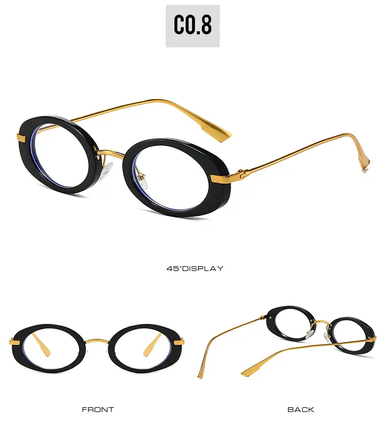 Small Frame Oval Retro Sunglasses Black β feature 14