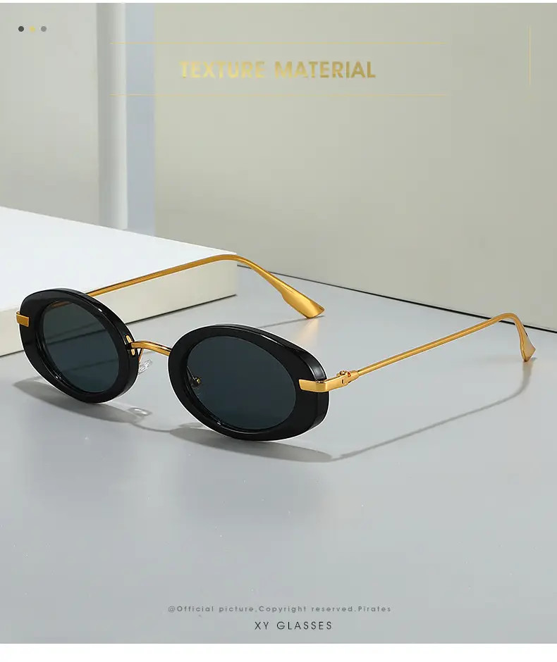 Small Frame Oval Retro Sunglasses Black β feature 2