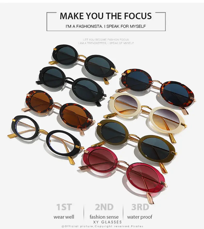 Small Frame Oval Retro Sunglasses Black β feature 3