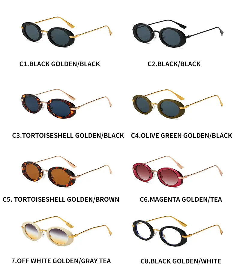 Small Frame Oval Retro Sunglasses Black β feature 6