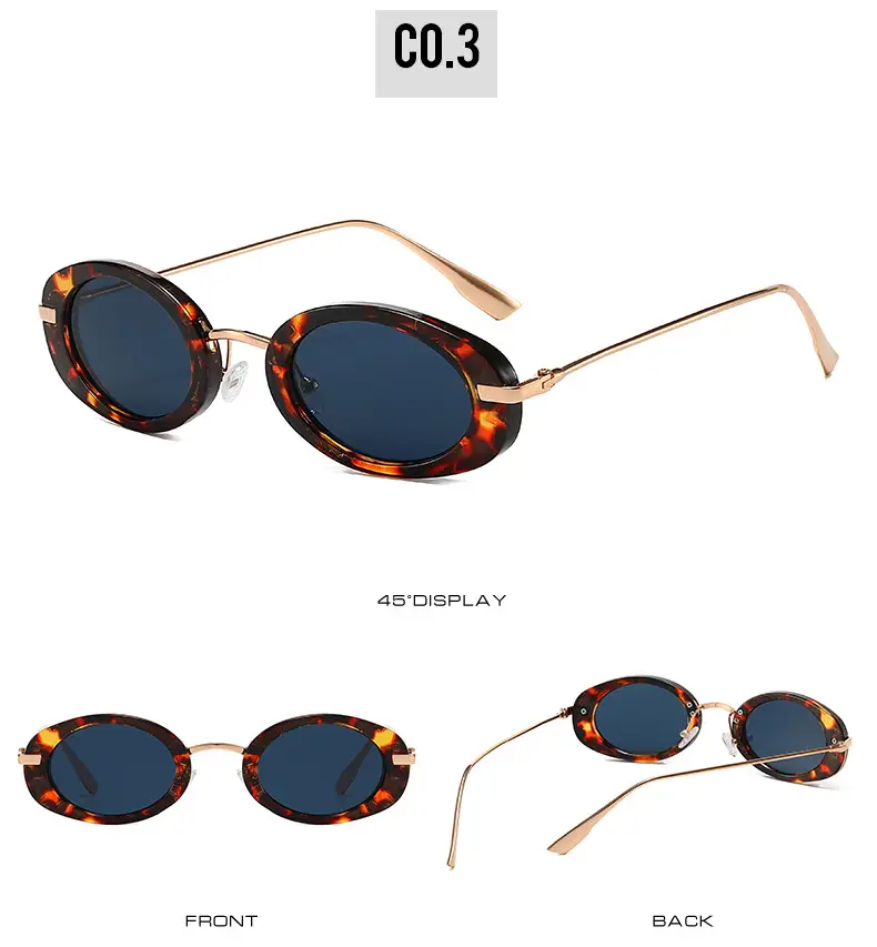 Small Frame Oval Retro Sunglasses Black β feature 9