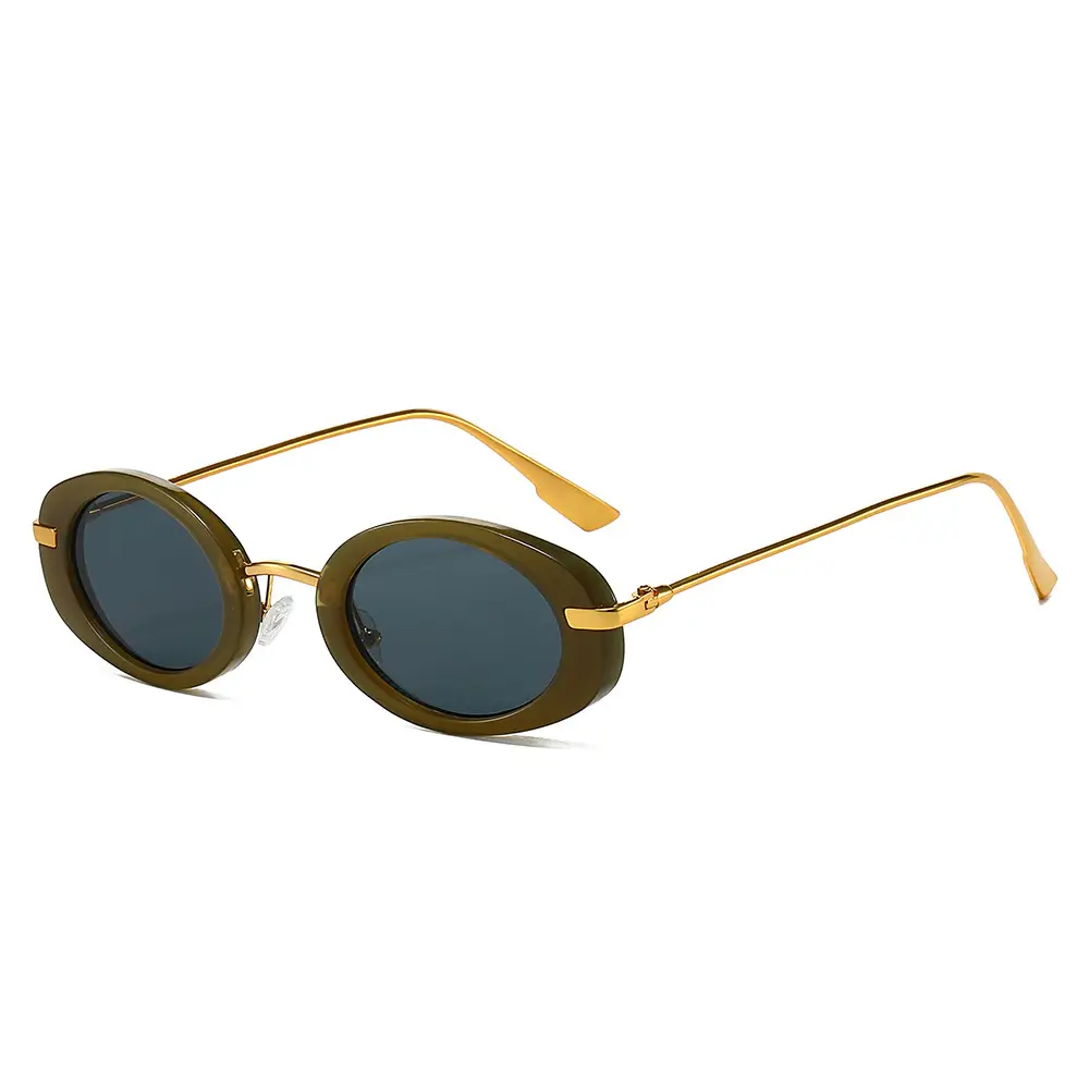 Small Frame Oval Retro Sunglasses Black - Image 4