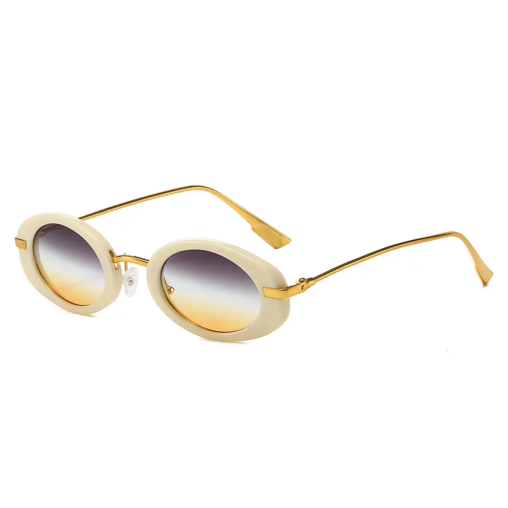 Small Frame Oval Retro Sunglasses Black - Image 7