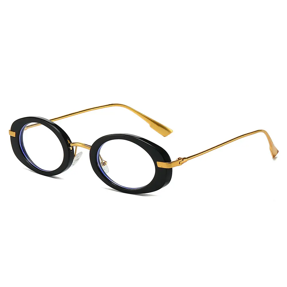 Small Frame Oval Retro Sunglasses Black - Image 8