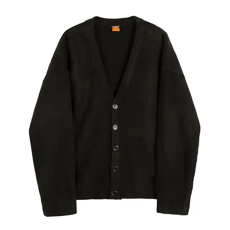 Men V-Neck Knitted Cardigan Brown 2024 Winter