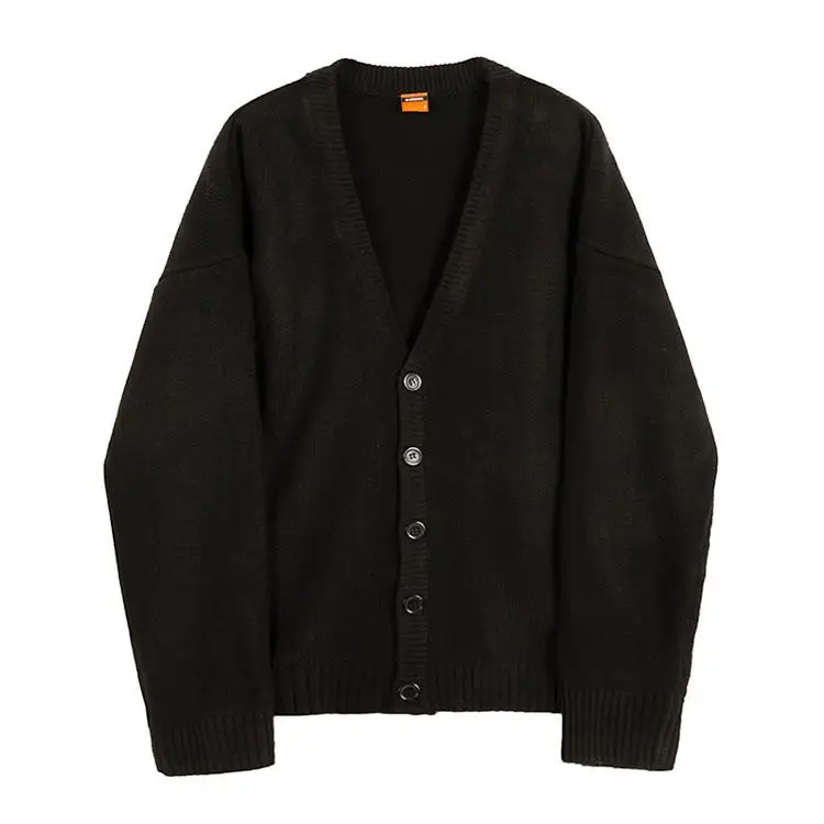 Men V-Neck Knitted Cardigan Brown 2024 Winter