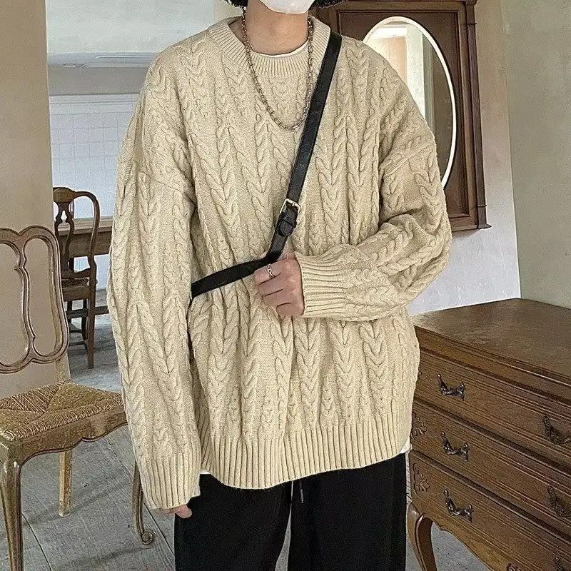 Japanese Style Knitted Loose Sweater Jacket for Men Women