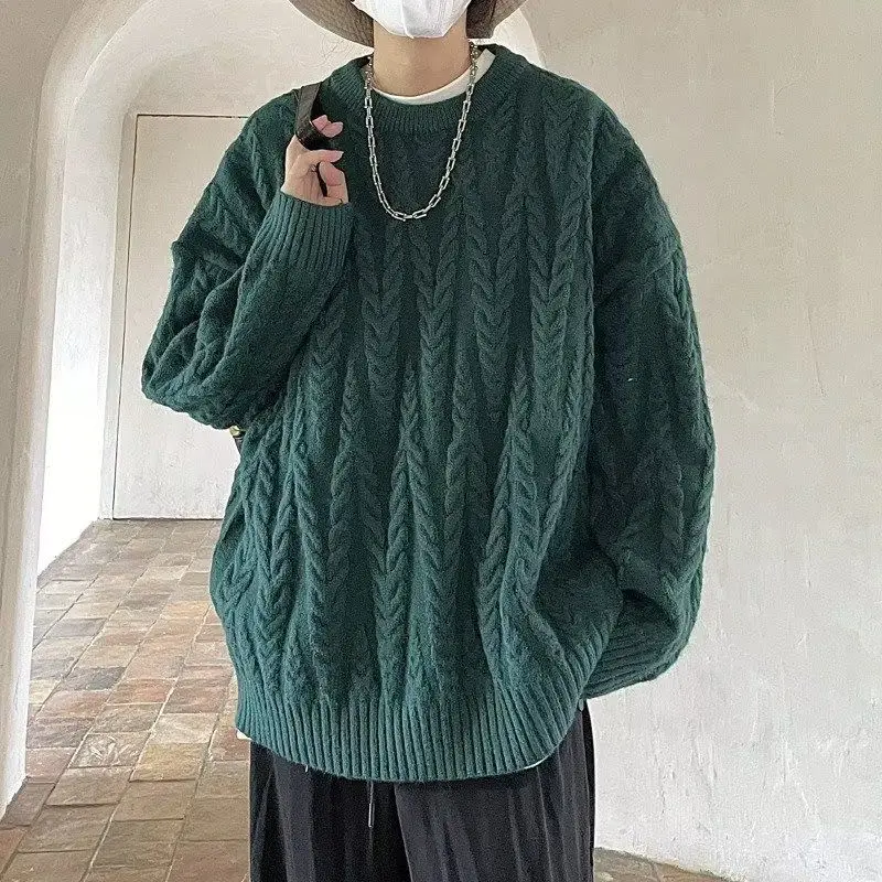 Japanese Style Knitted Loose Sweater Jacket for Men Women