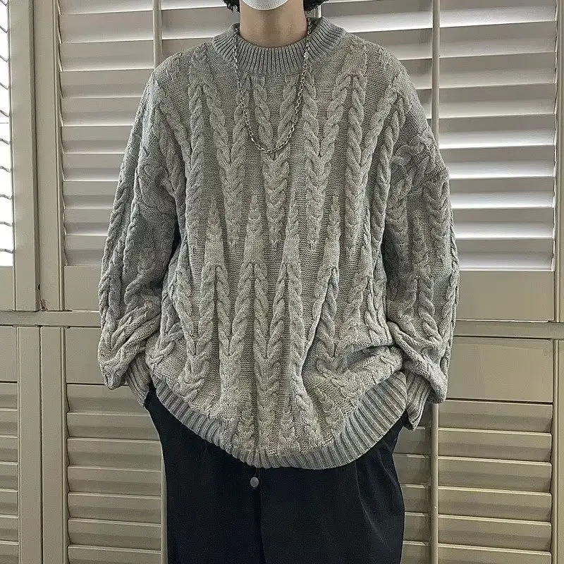 Japanese Style Knitted Loose Sweater Jacket for Men Women