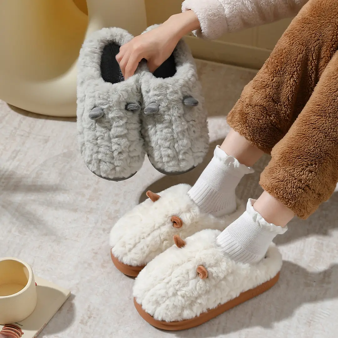 Cotton Slippers Women's Winter Wholesale Home Indoor Baotou Couple Cartoon Household Warm Non-slip Plush Cotton Slippers for Men - Image 12