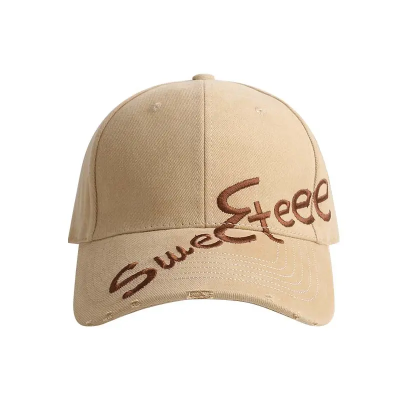 Women's Beige Sweat Eee Baseball Cap Wide Brim Sun Hat - Image 11