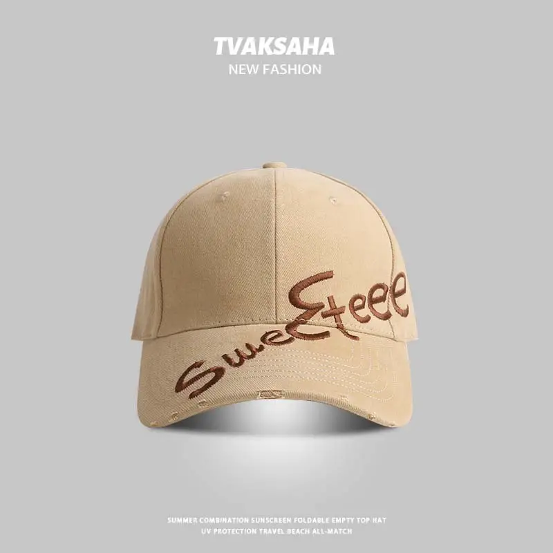 Women's Beige Sweat Eee Baseball Cap Wide Brim Sun Hat — feature 4