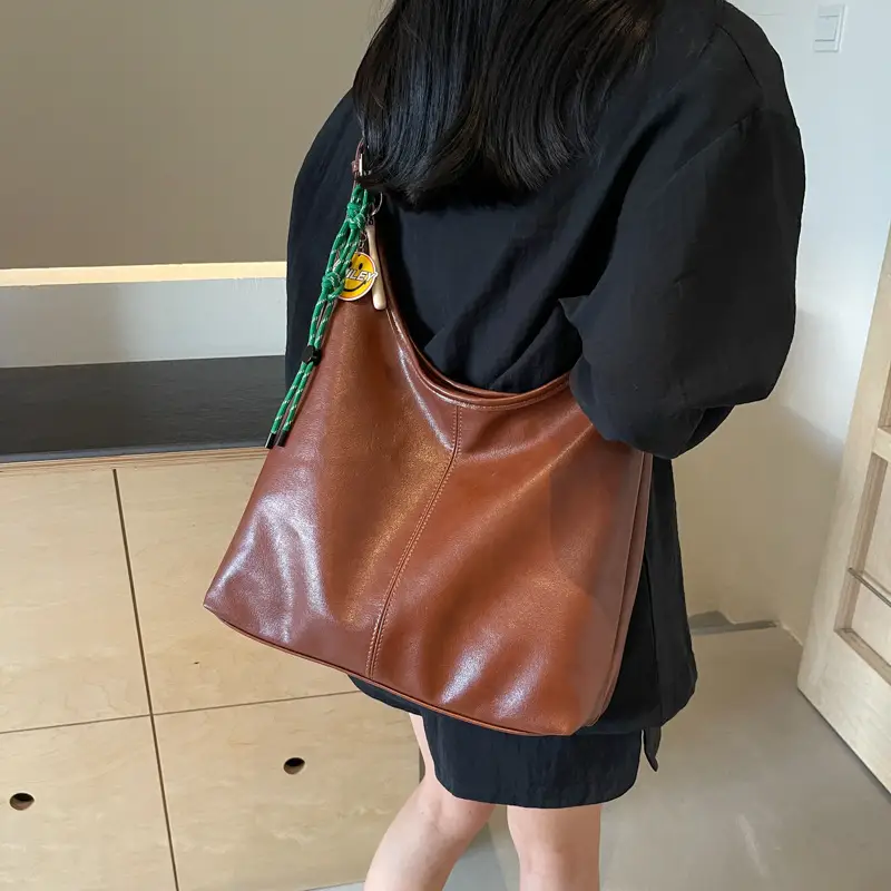 Vintage Women's Shoulder Tote Bag 2024 Large Capacity Brown - Image 11