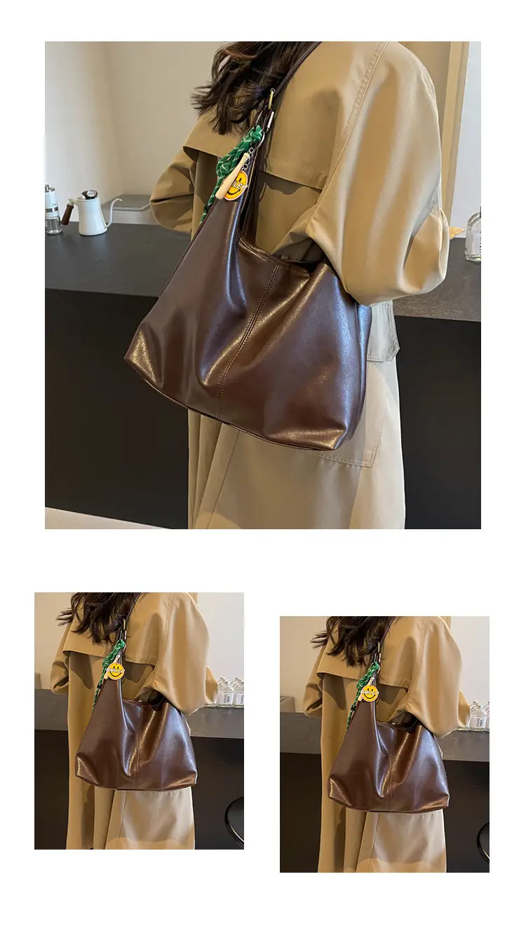 Vintage Women's Shoulder Tote Bag 2024 Large Capacity Brown — feature 12