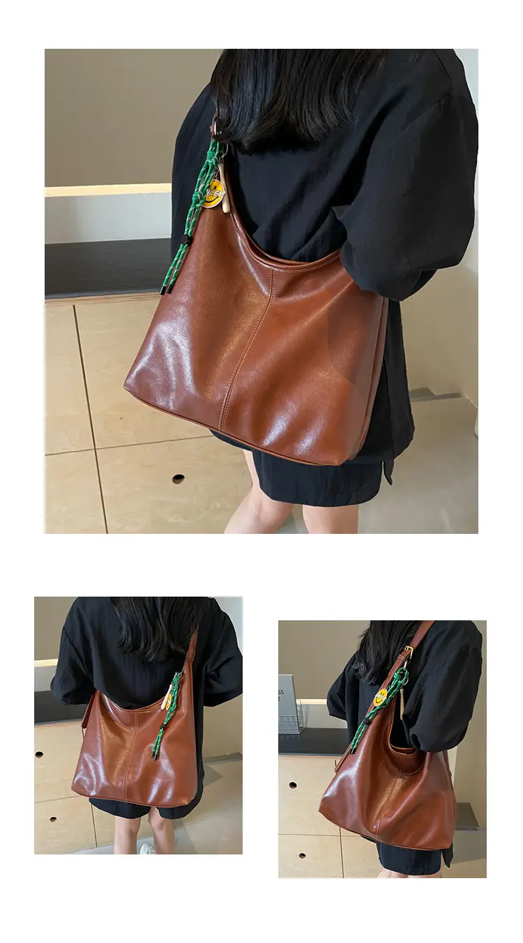 Vintage Women's Shoulder Tote Bag 2024 Large Capacity Brown — feature 13