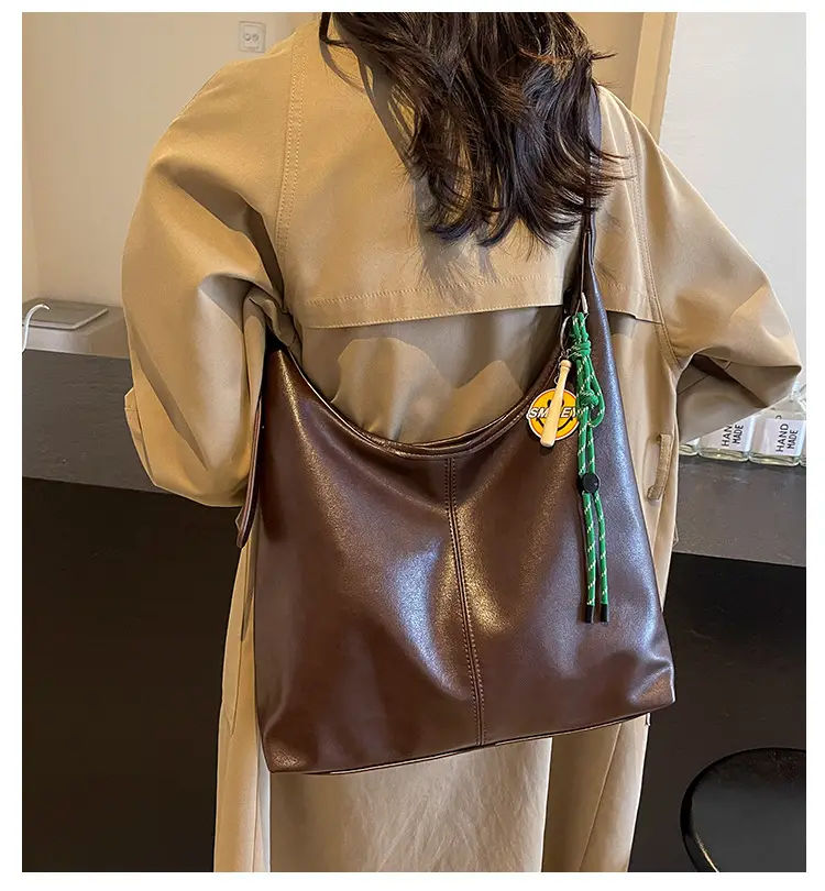 Vintage Women's Shoulder Tote Bag 2024 Large Capacity Brown — feature 2