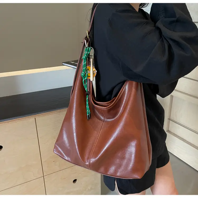 Vintage Women's Shoulder Tote Bag 2024 Large Capacity Brown — feature 21
