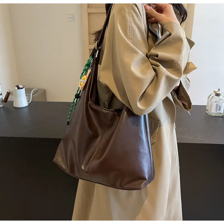 Vintage Women's Shoulder Tote Bag 2024 Large Capacity Brown — feature 23