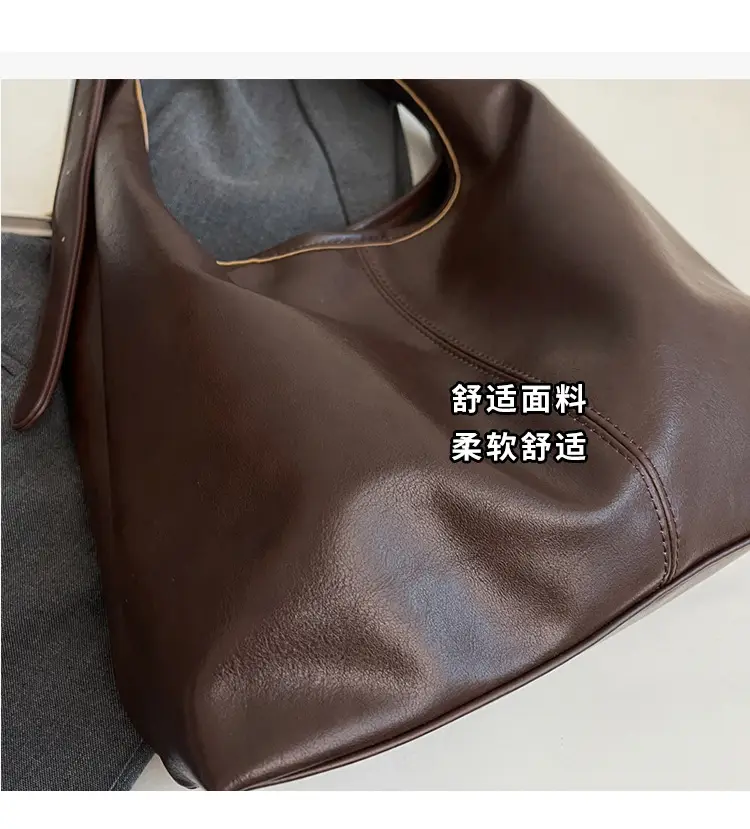Vintage Women's Shoulder Tote Bag 2024 Large Capacity Brown — feature 6