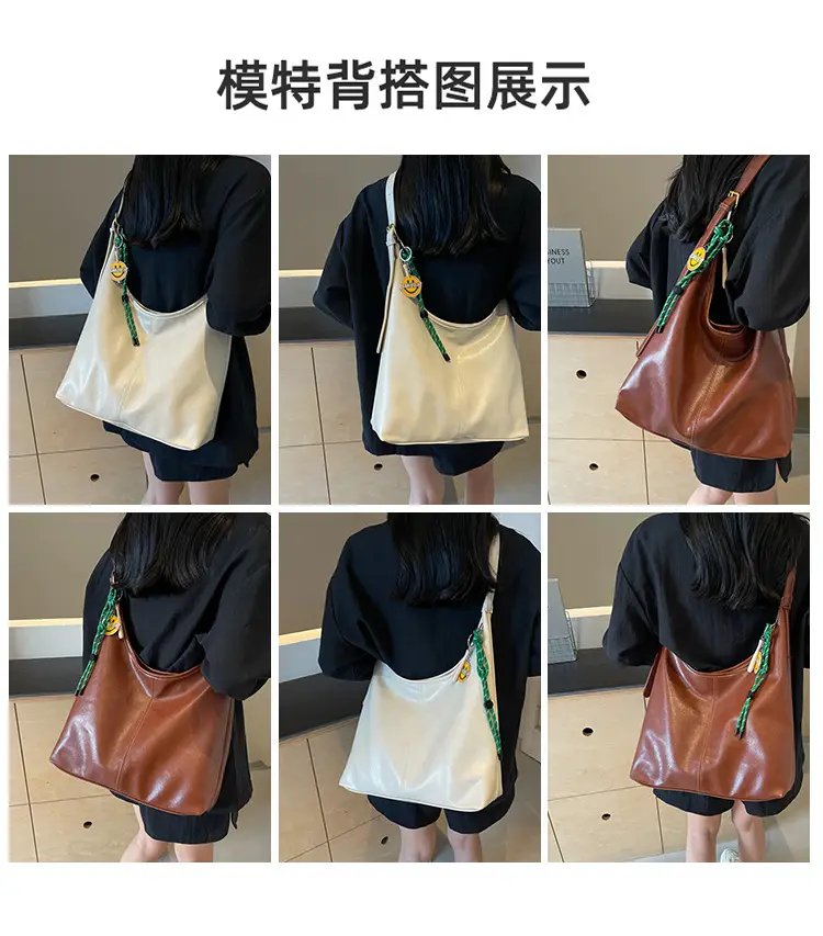 Vintage Women's Shoulder Tote Bag 2024 Large Capacity Brown — feature 9