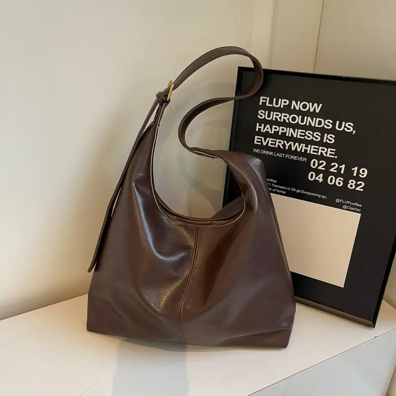 Vintage Women's Shoulder Tote Bag 2024 Large Capacity Brown - Image 7