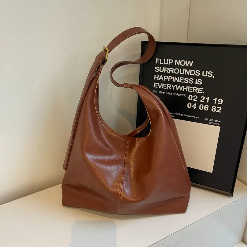 Vintage Women's Shoulder Tote Bag 2024 Large Capacity Brown - Image 8