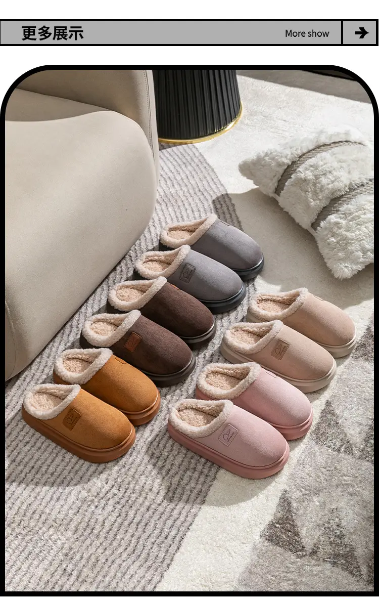 Home Cotton Slippers Indoor Warm Non-Slip Soft Sole Maternity Shoes Thick Sole Couple Style Household Plush Slippers Autumn and Winter — feature 12