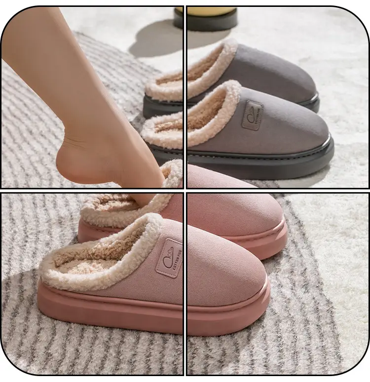 Home Cotton Slippers Indoor Warm Non-Slip Soft Sole Maternity Shoes Thick Sole Couple Style Household Plush Slippers Autumn and Winter — feature 13