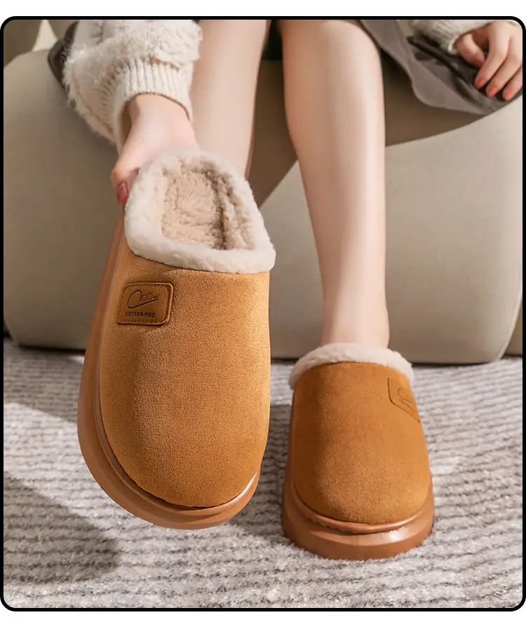Home Cotton Slippers Indoor Warm Non-Slip Soft Sole Maternity Shoes Thick Sole Couple Style Household Plush Slippers Autumn and Winter — feature 15