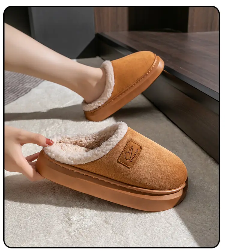 Home Cotton Slippers Indoor Warm Non-Slip Soft Sole Maternity Shoes Thick Sole Couple Style Household Plush Slippers Autumn and Winter — feature 16
