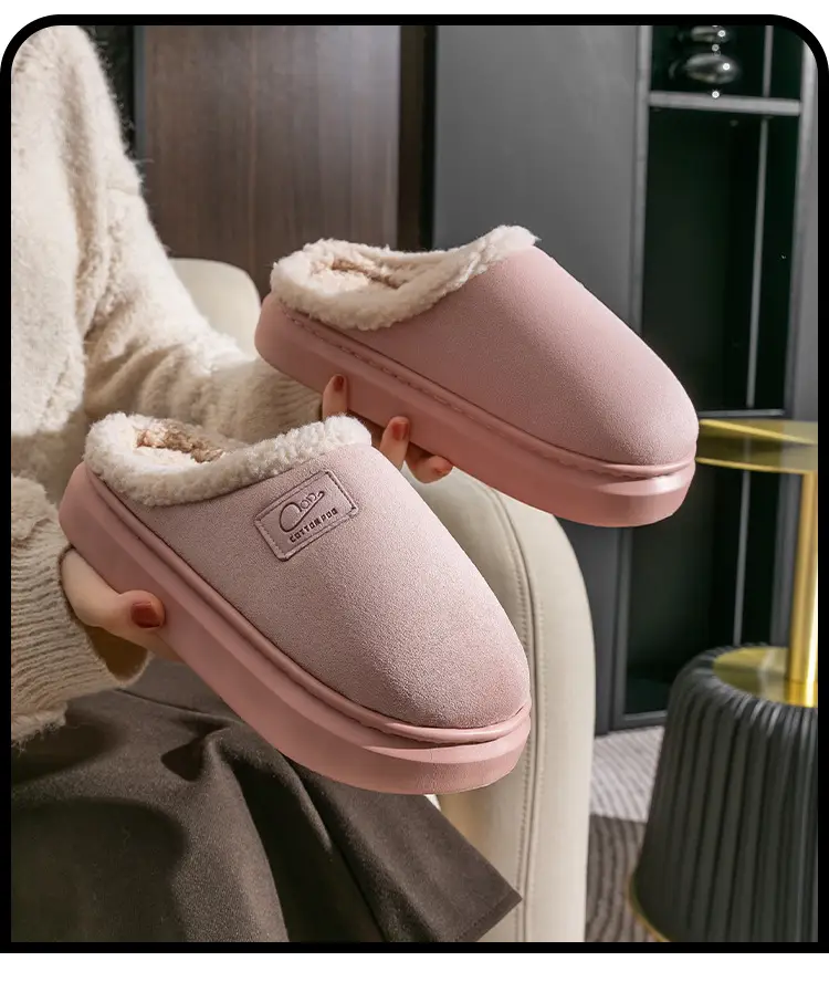 Home Cotton Slippers Indoor Warm Non-Slip Soft Sole Maternity Shoes Thick Sole Couple Style Household Plush Slippers Autumn and Winter — feature 18
