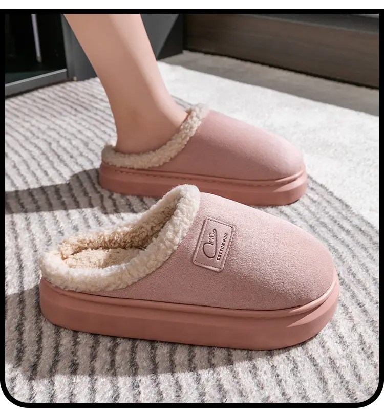 Home Cotton Slippers Indoor Warm Non-Slip Soft Sole Maternity Shoes Thick Sole Couple Style Household Plush Slippers Autumn and Winter — feature 19