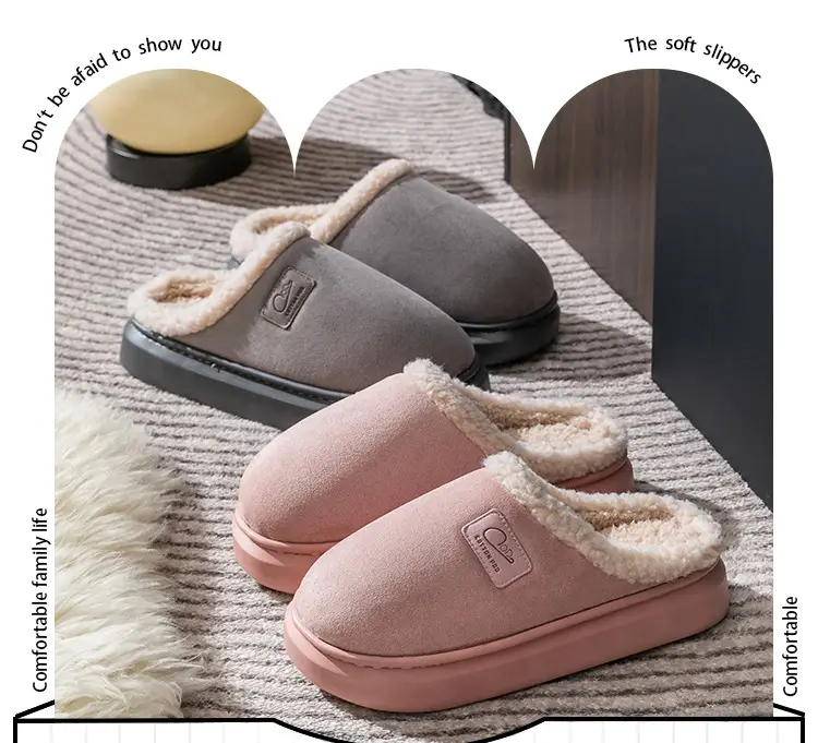 Home Cotton Slippers Indoor Warm Non-Slip Soft Sole Maternity Shoes Thick Sole Couple Style Household Plush Slippers Autumn and Winter — feature 2