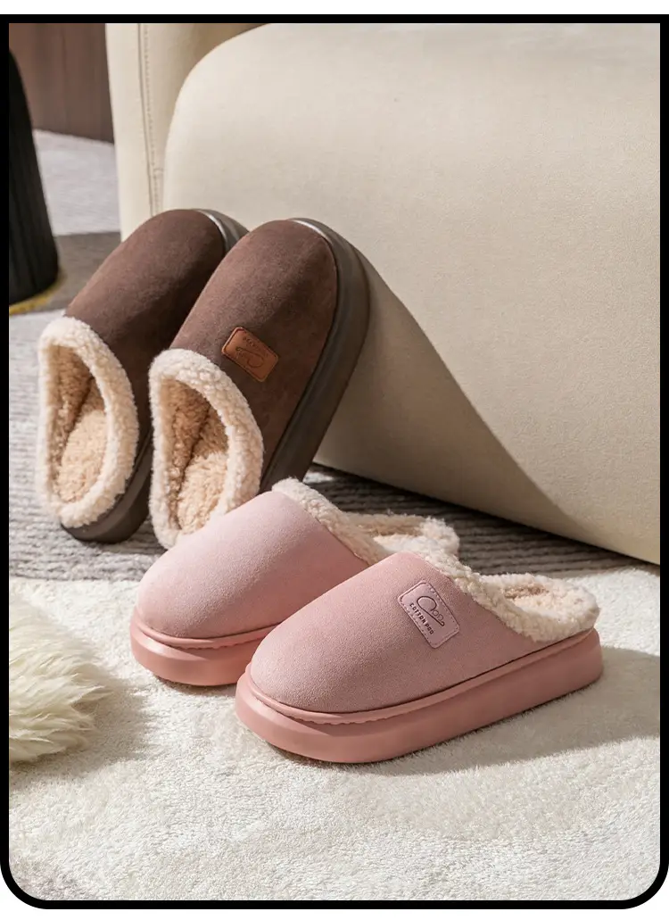 Home Cotton Slippers Indoor Warm Non-Slip Soft Sole Maternity Shoes Thick Sole Couple Style Household Plush Slippers Autumn and Winter — feature 21
